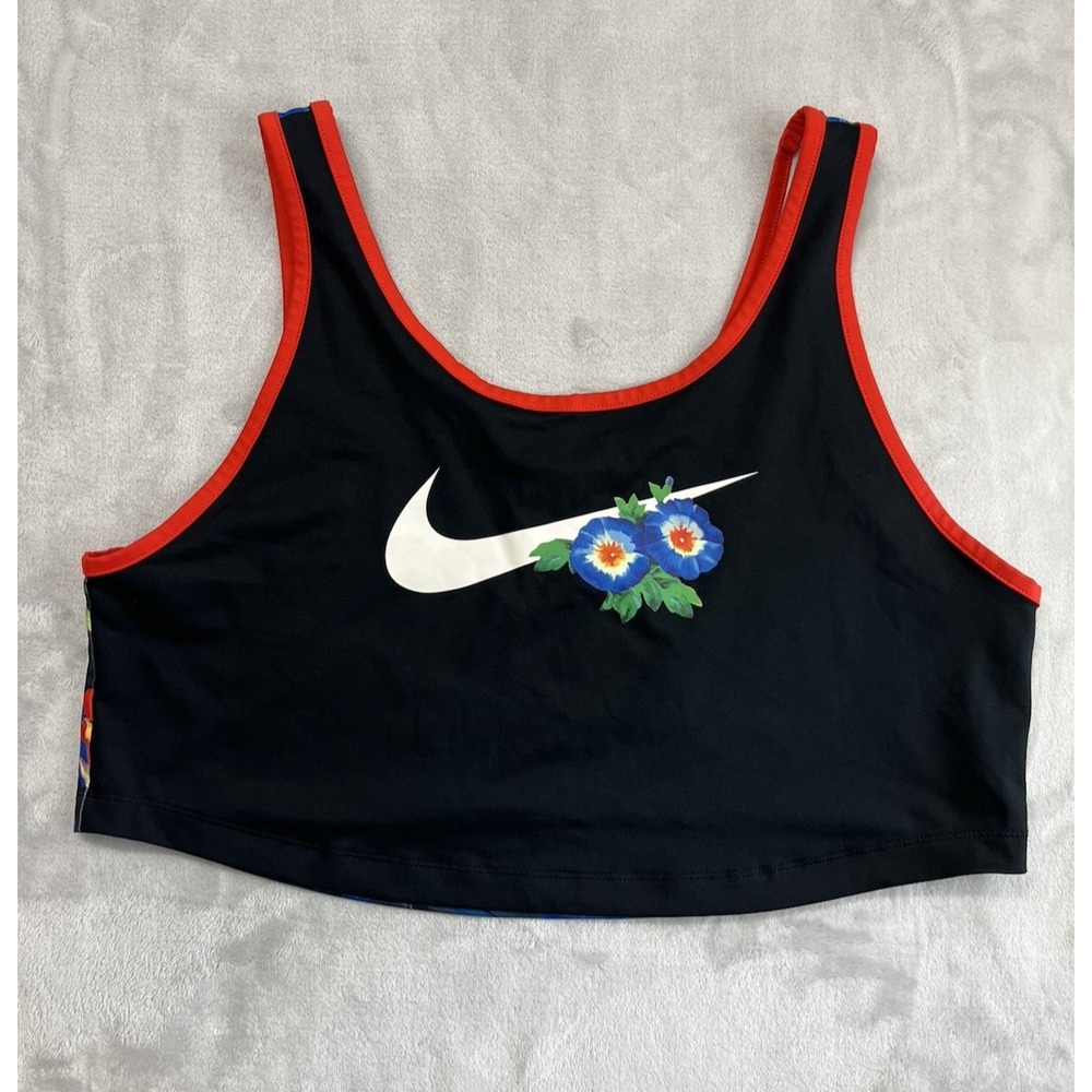 Nike Ultra Femma Crop Tank Women Two Extra Large Multicolor Floral Gym Outdoors